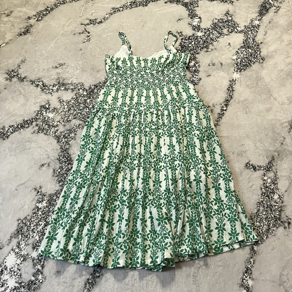 Skies are Blue Dress Womens Size Large Mathide Midi White‎ Kelly Green - Picture 4 of 9